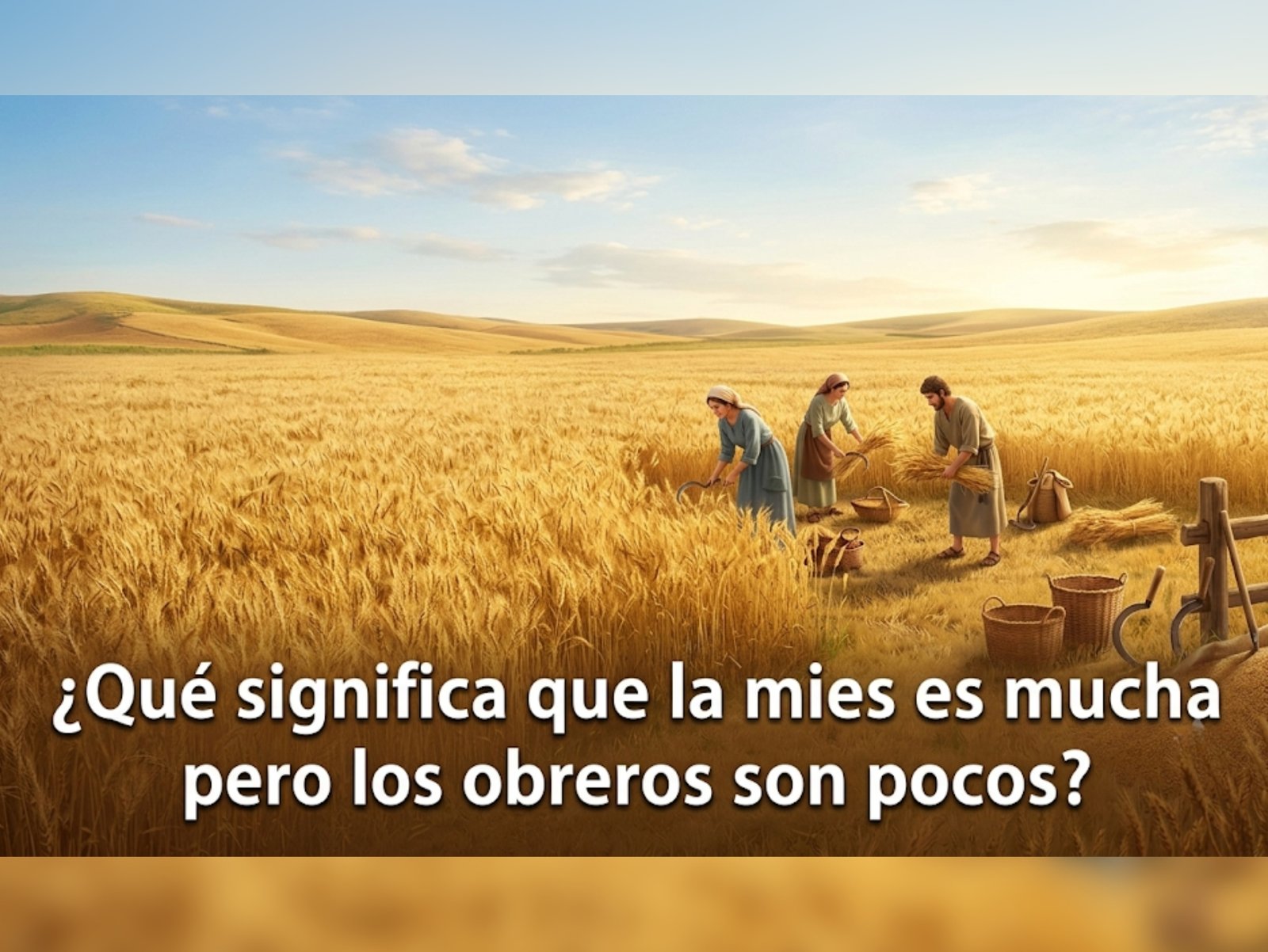 Campo de trigo dorado al atardecer representando la mies es mucha pero los obreros son pocos